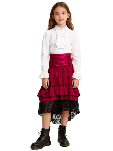 Robe de Renaissance pour fille costume médiéval bordeaux de fête