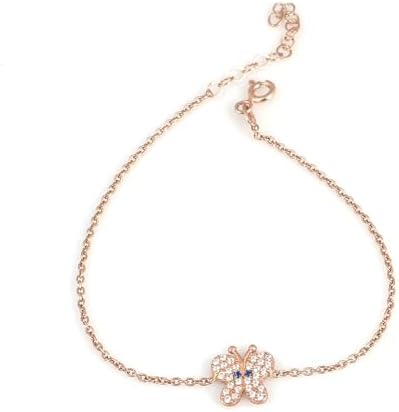 Nusret Takı 925 Ayar Gümüş Kelebek Model Bileklik, Pembe, Beyaz Taş - Görsel 1