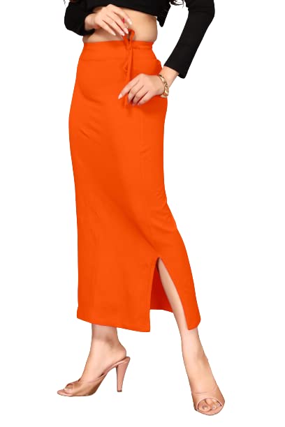 BADGER WINSSaree Shapewear,Petticoat Side Rope & Side Slit Skirts for Women Cotton Blended Shape Wear for Saree Orange