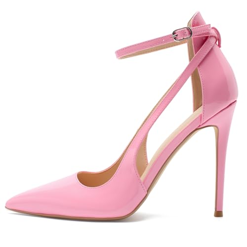 Image of Unisex High Heels for Men and Women 4.7 Inch Stiletto Heels | Pointed Toe Ankle Strap Pumps Sexy Dress Party Shoes