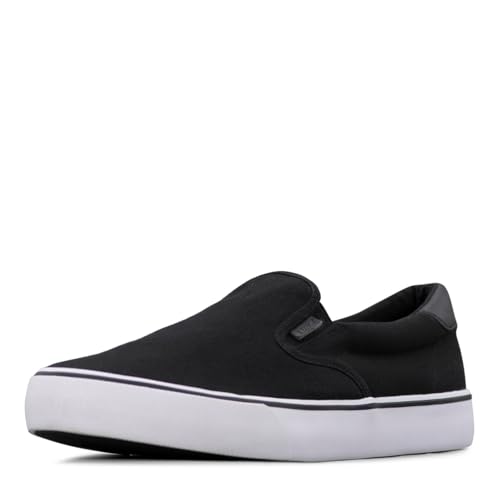 Lugz Homme Clipper Classic Slip-on Canvas Sneaker Basket, Noir, Blanc, Noir, 40 EU