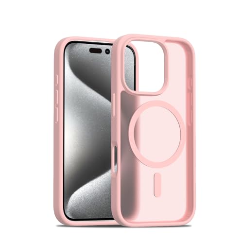 Image of for iPhone 16 pro Case [Compatible with Magsafe] Translucent Matte Phone Cover, [10 FT Military Grade Drop Protection] Slim Durable Shockproof Protective Bumper (Pink Magnetic, iPhone 16 Pro)