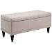 HOMCOM Large 42" Tufted Linen Fabric Ottoman Storage Bench with Soft Close Lid - Cream White