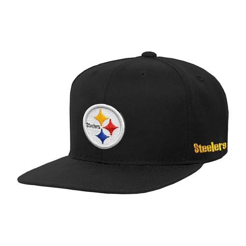 NFL Kids Youth Boys 8-20 Team Color Core Embroidered Primary Logo Adjustable Snapback Hat One Size Fits All - Pittsburgh Steelers - Black