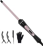 Curling Fer, petite baguette de curling pour court & Cheveux longs, baguette en céramique Curling Fer avec 2 Température, chauffage instantané, Gants de protection contre la chaleur inclus & 2 Clips