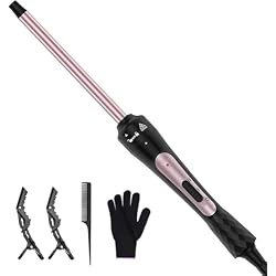 3/8 Inch Curling Iron, Small Curling Wand for Short & Long Hair, Ceramic 9mm Tiny Wand Curling Iron with 2 Temperature, Instant Heat Up, Travel Hair Curler, Gifts for Women