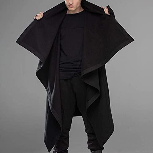 Men Lightweight Casual Cape Cloak Long Length Irregular Hem Pullover Overcoat Hip Hop Slim Poncho Sweatshirt Coat3