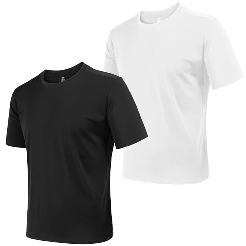 AJGAI 2&5 Pack Men's Sports T Shirts,Crew Neck Breathable Quick-Dry Short Sleeve, Lightweight Tee for Athletic Running