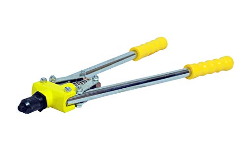 Image of Jon Bhandari Tools Hand Riveter 425mm | Heavy Duty Fast-Hitting Rivet Gun with 3 Nosepieces, Hex Spanner | Manual Riveting Tool for Industrial Use | Fits 3.2mm, 4mm, 4.8mm Rivets (1 /8 inch, 5 /32 inch, 3 /16 inch)