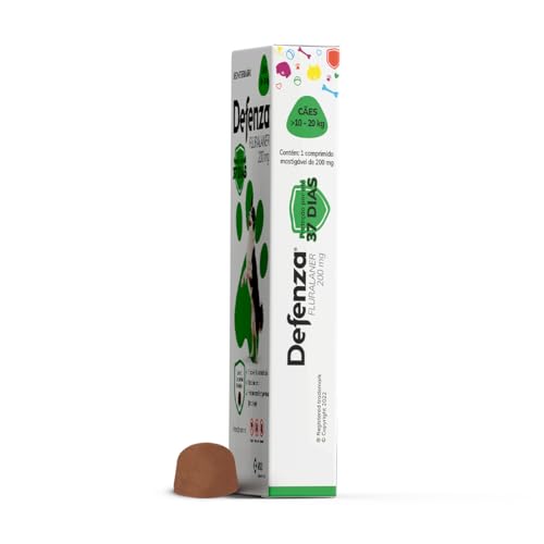 Defenza® 200mg - Antipulgas, Bicho-de-Pé, Carrapatos e Sarnas - Cães de 10 a 20kg - 1 Comp. Mastigáv
