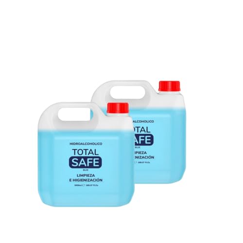 2 x Total Safe – Solucion Hidroalcohólica Garrafa 5L con 70% de Alcohol sin aclarado | Higienizante de Manos 5000ml