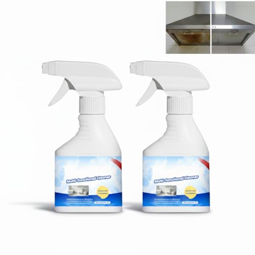 Spray descalcificador para baño, inodoro, ducha, vidrio, fregadero, limpiador de horno, spray desengrasante multiusos para manchas de aceite de cocina, grasa y residuos quemados en ollas (2 unidades)