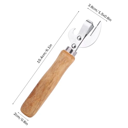 2pcs Japanese Manual Can Opener with Wooden Handle, Simple Vintage Side Cut Stab Hand Held Can Opener, Compact Efficient Old Fashioned Kitchen Tool Gadget Appliance Accessories for Tin Cap Bottles