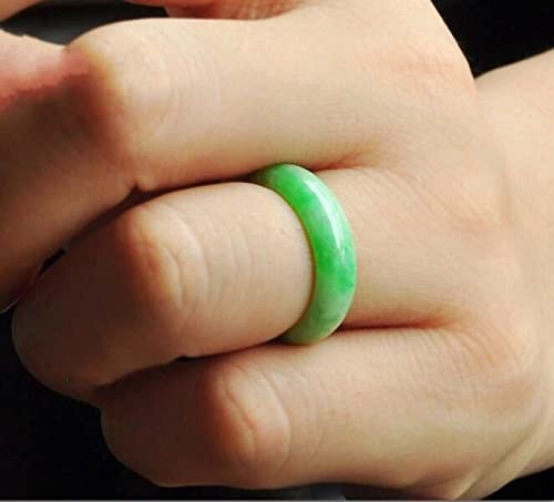 Anello di giadeite naturale al 100% Uomo Donna Anelli di pietra di giada smeraldo Accessori di gioielli di moda Anello di giada certificato verde Regali maschili (Colore gemma : Diametro interno 21mm