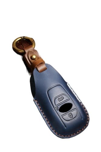 Housse de clé de voiture en cuir bleu pour Subaru Legacy XV Forester Outback BRZ