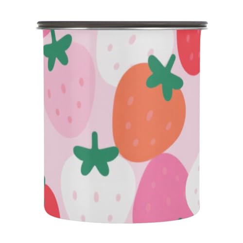 Contenedor para café diseño fresa rosa en acero inoxidable