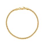 LELOUCHY 18K Gold Plated Real Sterling Silver Sparkle Gypsophila Chain Anklet for Women Girls Italia