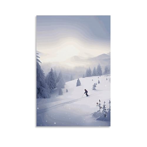 Peinture sur toile ski d'hiver HEBVNJF pour décoration murale de salon