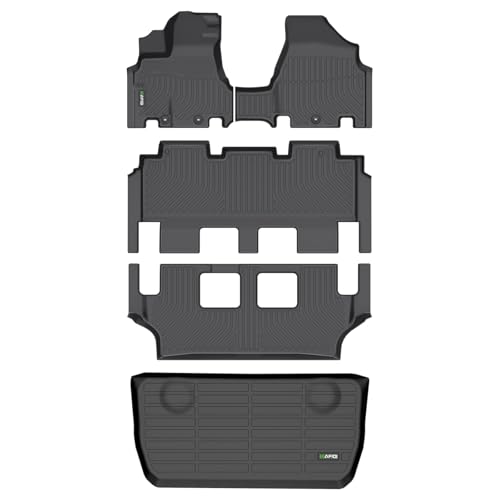 HAFIDI Floor Mats & Cargo Liner Set Fit for Honda Odyssey 2011-2017Fit 7 & 8 Seater All Weather Protection TPE Anti-Slip Automotive Full Set Floor Liners Custom Accessories - Black