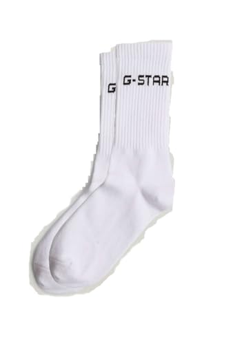 G-STAR Men's Cotton Blend Brand Logo Mid-Calf Athletic Crew Sock 2-Pack