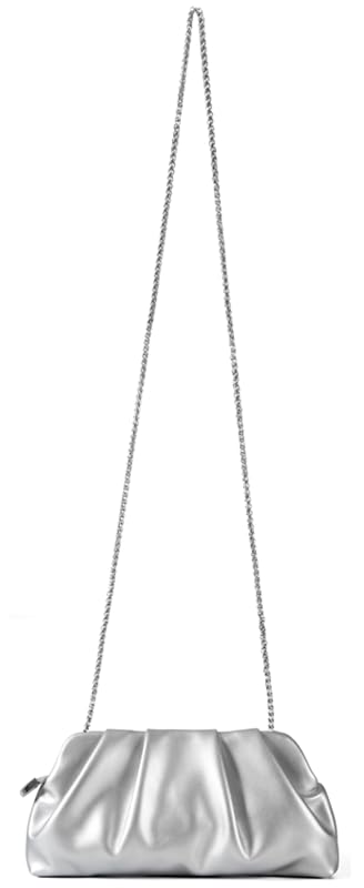 Image of Evening Bag for Women Ruched Clutch Purse Detachable Metal Chain Crossbody Bag