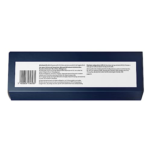by Amazon Gefrierbeutel mit Reißverschluss, Transparent, Blau, 1 Liter, 20 Stück, 1er Pack