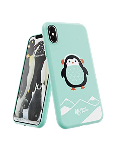 Planet Buddies Funda para iPhone X, iPhone XS, Estuche para Teléfono Lindo Ecológico, Funda Liviana Totalmente Protectora, Regalos para Mujeres y Niños, Personajes Coloridos, Pepper Pingüino Cover