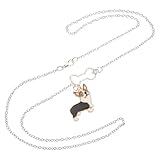 Hemobllo Collar Colgante de Aleación Diseño de Perro Corgi, Colgante para Mujer y Hombre, Accesorio de Joyería para San Valentín, Tamaño Único, Color Plateado