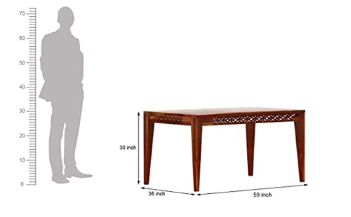 Image of SHRI MINTU'S ART Solid Sheesham Wood Dining Table 6 Seater | Six Seater Dinning Table with 6 Chairs for Home | Chairs with Cushion | Dining Room Sets for Kitchen & Restaurants | Rosewood, Brown Finish
