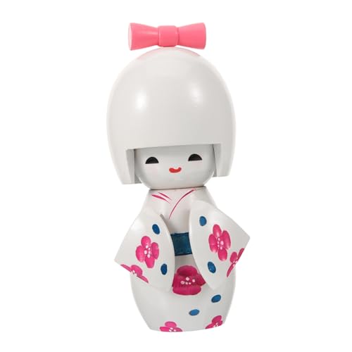 Abaodam 和風 飾り 日本のおもちゃ 着物 ギャビー 願い 伝統的な 柔らかい 家の装飾 女の子 飾り 少女 モデル デスクトップオーナメント ホームクラフト 木製 白い