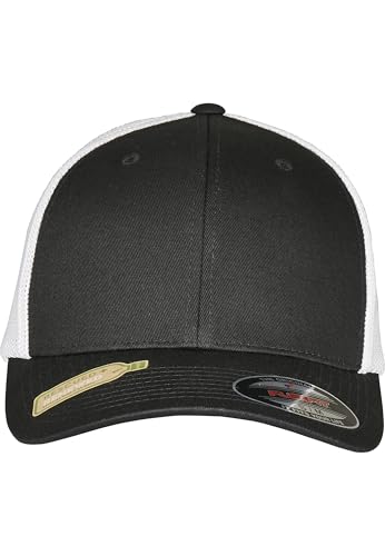 Flexfit Trucker Recycled Mesh Gorra de béisbol, Negro/Blanco, L/XL Unisex Adulto