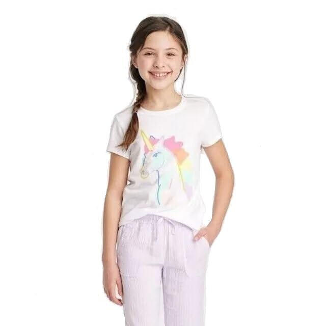 Girls Medium White 'Majestic Unicorn' Short Sleeve Graphic T-Shirt - Compatible with Cat & Jack