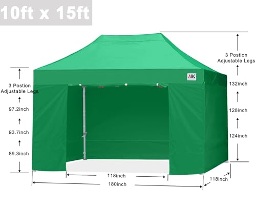 Image of ABCCANOPY Commercial Pop Up Canopy Tent with Sidewalls 10X15,Kelly Green