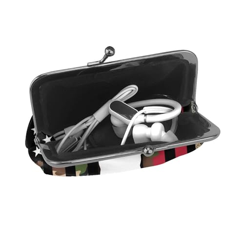 Coin Purse Small Pu Leather Change Purse Wallet With Clasp Car Coin Holder Pouch For Woman Men (Cool Camouflage American Flag Hunting Deer Camo Black (3))4