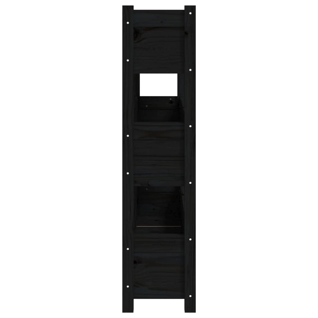 Pflanzkübel Schwarz 112x25x104,5 cm Massivholz Kiefer, 3 Etagen Hochbeet für Garten Balkon Terrasse & Wohnzimmer, Stabiles Blumenregal für Kräuter Blumen und Pflanzen
