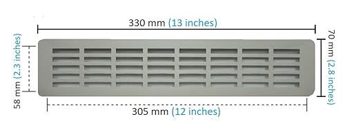 DEMLOU, Aluminium Air Vent Grille, Kitchen Worktop Plinth Heat Vent, Slim Skirting Vent Cover for Cabinet Drawer or Cupboard - Image 2