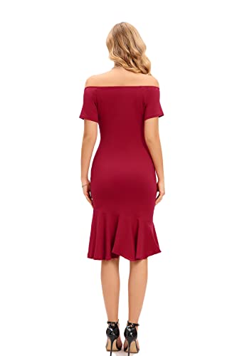 Women's 2025 Work Dresses Button Off Shoulder Formal Dresses Casual Wedding Guest Dress Party Cocktail Dress - Image 3