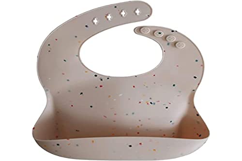 Image of mushie Silicone Baby Bib | Adjustable Fit Waterproof Bibs (Vanilla Confetti)