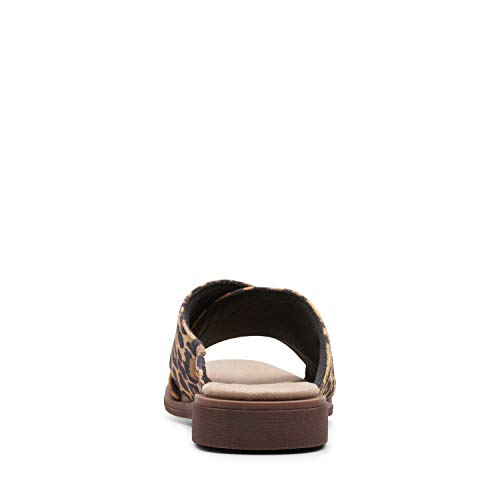 Clarks Women's Declan Ivy Sandal, Tan Leopard Suede, 5.5 M US