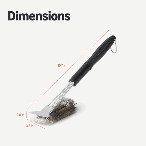 Image of Amazon Basics Grill Brush and Scraper with Deluxe Handle, BBQ Cleaning Tool for Gas, Infrared, Charcoal, Porcelain Grills, Outdoor Grill Accessories
