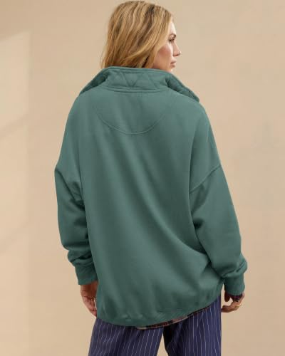 Image of Gacaky Sweatshirt for Women Oversized Casual Long Sleeve Button Henley Neck Pullover Tops Fashion Outfits Clothes