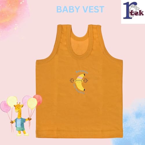 Image of REVOLTEK Printed Vest baniyan Cotton Inner wear for Baby wear Sleeveless Undershirts for Kids Sando ganji Tank-Tops Toddler Girls /Boys Colors Pack of 6