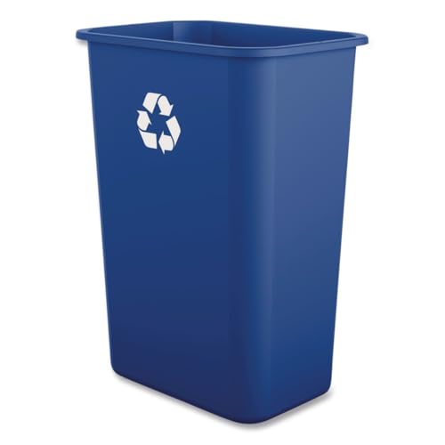 Boardwalk Recycling Bin, 10 Gallon Tall Trash Can, Blue Plastic,