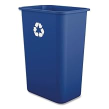 Boardwalk Recycling Bin, 10 Gallon Tall Trash Can, Blue Plastic, Indoor, Easy-to-Clean, 20.5" High, Great for Office Or Kitchen Use, Made in The USA