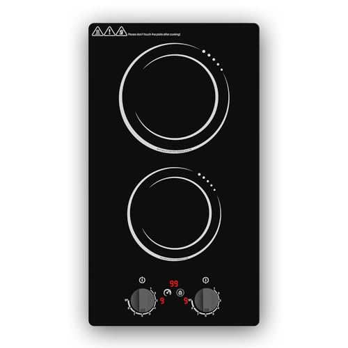 VBGK Double Induction Cooktop,110V 2300W 2 burner induction cooktop,2 burner Hot Plate Electric burner with LCD Touch Screen 9 Levels Settings Child Safety Lock & Timer
