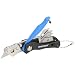 Sheffield 12125 Mini Quick Change Folding Lock Back Utility Knife | Cut Boxes, Paper, Twine, etc. | Comes with 6 Mini Blades | Extra Blades Stored in Handle | Durable & Light Weight | Blue & Black