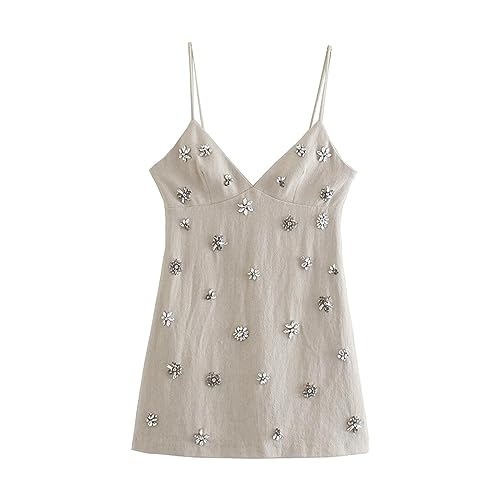 Robe courte mini à fines bretelles et coupe trapèze pour femme