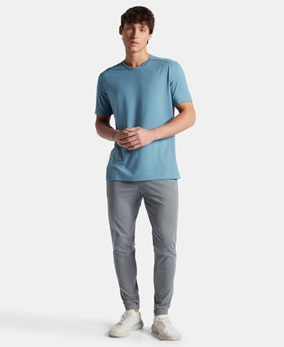 Image of Jockey MV37 Men Recycled Microfiber Elastane Stretch Fabric Round Neck Half Sleeve Breathable Mesh Active Wear T-Shirt
