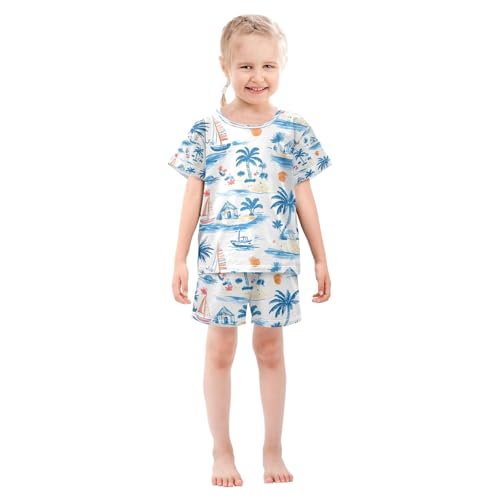 senya Palm Trees Island Summer Pajamas Set Short Cotton Sleepwear 2 Piece3