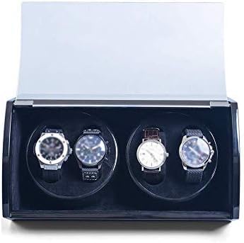 FENOKD Mechanical Watch Shaker Watch Winder Box 4 Watches, Wood Shell Piano Paint Exterior, USB Power Cord, Independently Controlled Settings, Quiet Motors